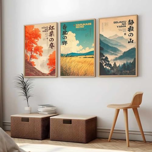 Image of kotart Japan City View Wall Framed Posters | Japanese City View Aesthetic Framed Poster for Living Room Bedroom Gaming Room Studio Wall Decor Set Of 3 (14x20 Inch)