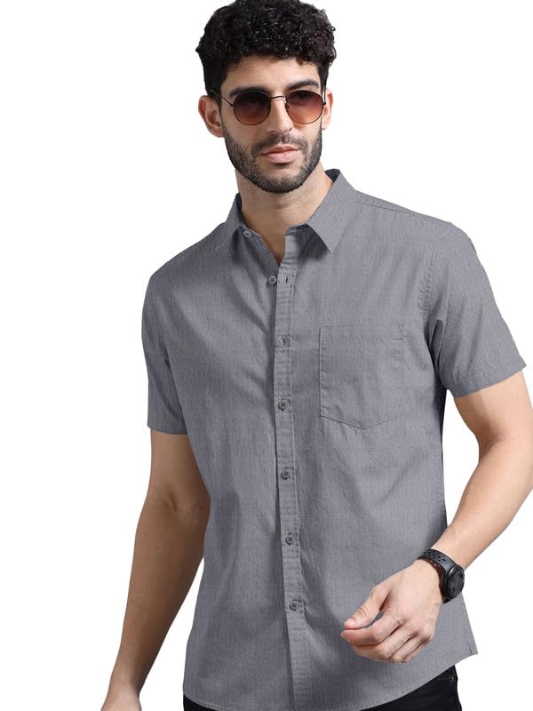 Image of BRUCEWANE Men's 100% Cotton Half Sleeve Shirt