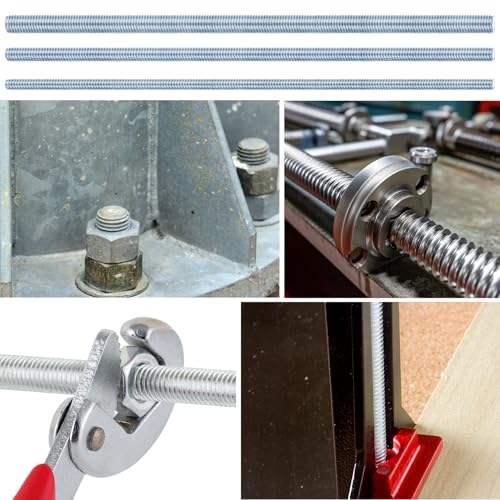 5 Stk Gewindestange M12 x 300mm, Gewindestangen, Gewindestab, Gewindebolzen Gewindestifte Blaues Zink, Gewindestäbe mit metrischem Vollgewinde mit Muttern & Unterlegscheiben (M12 x 300 mm)