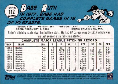 2023-Topps-Archives-112-Babe-Ruth-Boston-Red-Sox-MLB-Baseball-Base-Trading-Card