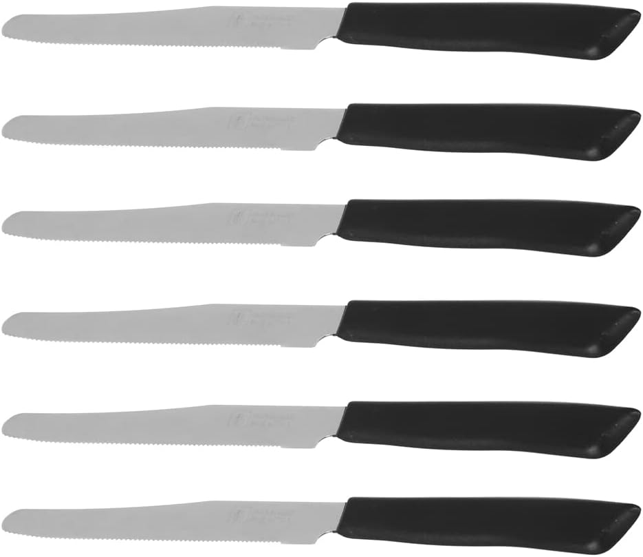 INOXBONOMI 6 kitchen Knifes (Knives) - Italian Stainless Steel Vegetable/Steak/Table Knife Cutlery Black 30006N