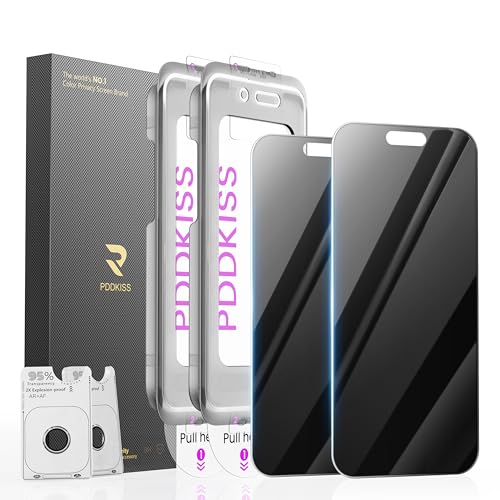 Image of PDDKISS 2 Pack Privacy Screen Protector for iPhone 17 Air Tempered Glass 6.5 Inch + 2 Pack Lens Protector Anti-Spy Anti-Glare HD Easy Installation