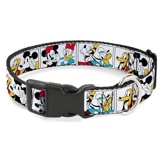 Disney Collar para mascotas, collar de perro, hebilla de plástico, Sensational Six Buddy Pose Blocks blanco, multicolor, 16 a 23 pulgadas, 1.5 pulgadas de ancho