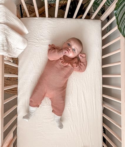 Image of Bassinet Sheet for Baby Boy Girl 2 Pack, Fitted Sheets for Rectangle, Oval, Hourglass Bassinet Mattress, Muslin Moses Basket Sheets (Beige & Sage, Bassinet Sheet)