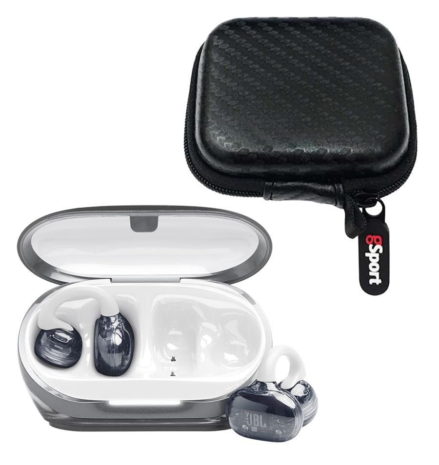 JBL Soundgear Clips True Wireless Open-Ear Headphones Bundle with gSport Case (White)