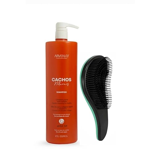 Shampoo Para Cachos Arvensis Kit 1L - Sem Sulfato, Vegano, Definição, Hidratação Profunda + Escova Sortida - Cabelos Cacheados