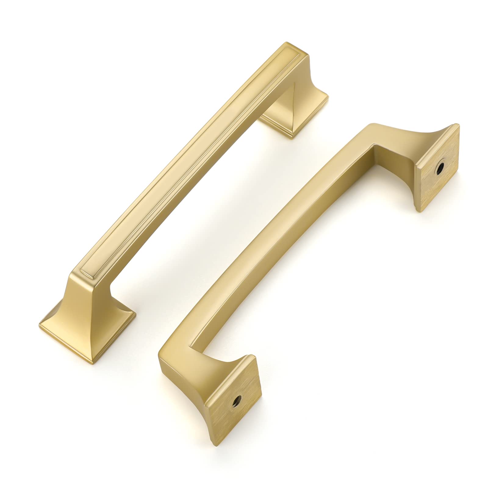 Homdiy Gold Cabinet Pulls 10 Pack - 3.75 Inch (96mm) Center Vintage Square Drawer Handles, Zinc Alloy Brass Finish - View #2