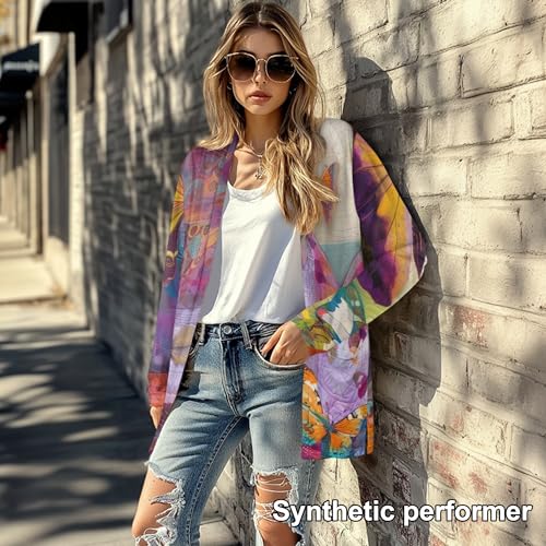 Image of Cardigan Sweaters for Women Long Sleeve Cardigan Soft Drape Open Front Fall Dusters V-Neck Jackets Dressy Loose Coat