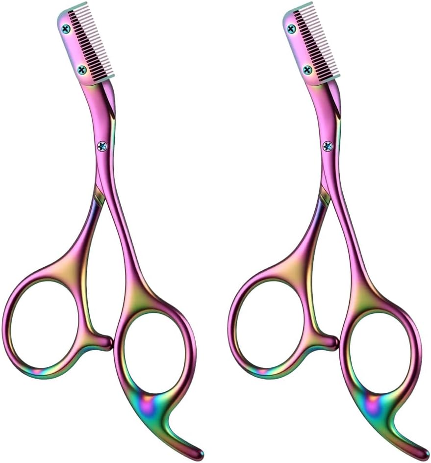 2026 New Eyebrow Trimmer Scissor with Comb, Stainless Steel Eyebrow Scissors for Women, Precision Eyebrow Cutter Hair Removal Makeup Tool for Women and Men Gift (Grey*2)