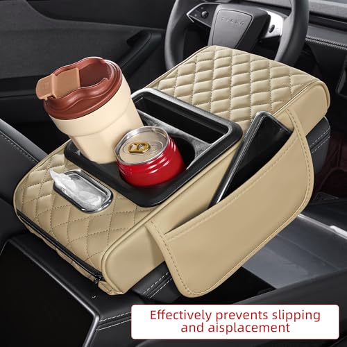 image for AuraSettle 5 in 1 Car Center Console Cover, Armrest Pad with 2 Storage