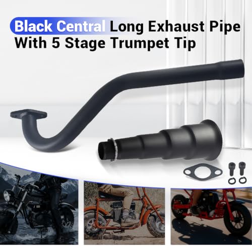 Image of 5 Stage Exhaust tip Central long Exhaust Pipe For Predator 79cc 98cc 3HP Coleman CT100U Mini bike FRP GMB100 Mini bike Black