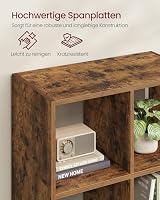 VASAGLE Custos Kollektion - Bücherregal, Würfelregal, Standregal, offene Fächer, Wohnzimmer, Homeoffice, Schlafzimmer, Regal mit 5 Ebenen, 30 x 65,5 x 161,5 cm, vintagebraun LBC168K01 – Ansicht 5