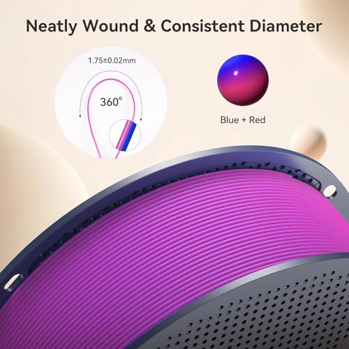 Image of SUNLU Dual Color Matte PLA Filament 1.75mm, Matte 3D Printer PLA Filament, PLA Filament 1kg Spool (2.2lbs), Dimensional Accuracy + /- 0.02mm, Blue Red