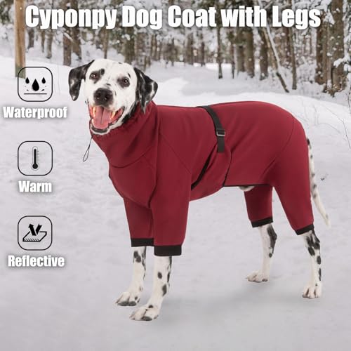 Cyponpy Hundemantel mit Beinen Wintermantel Hund Wasserdicht Warm Hundepullover Fleece Hundejacke Reflektierend Reißverschluss Winterjacke Hund Hunderegenmantel Wasserdicht Kleine Mittelgross Hunde