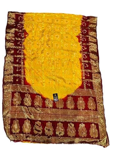 PK HUB Women's Bandhej Silk Saree with Zari Work