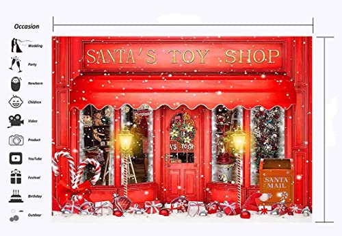 Haosphoto Santa's Toy Shop Backdrop for Photography 7X5FT Heavy Snow Backdrops Candy Cane Gifts Snowflakes Xmas Background for Kids Merry Christmas and Happy New Year Photo Studio Props Vinyl HS903 - Image 4