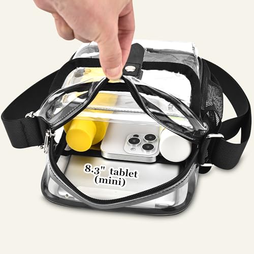 Image of SPODEARS Clear Crossbody Bag for Stadium, Concert, Festival & More - Adjustable Shoulder Strap & Bottle Holder