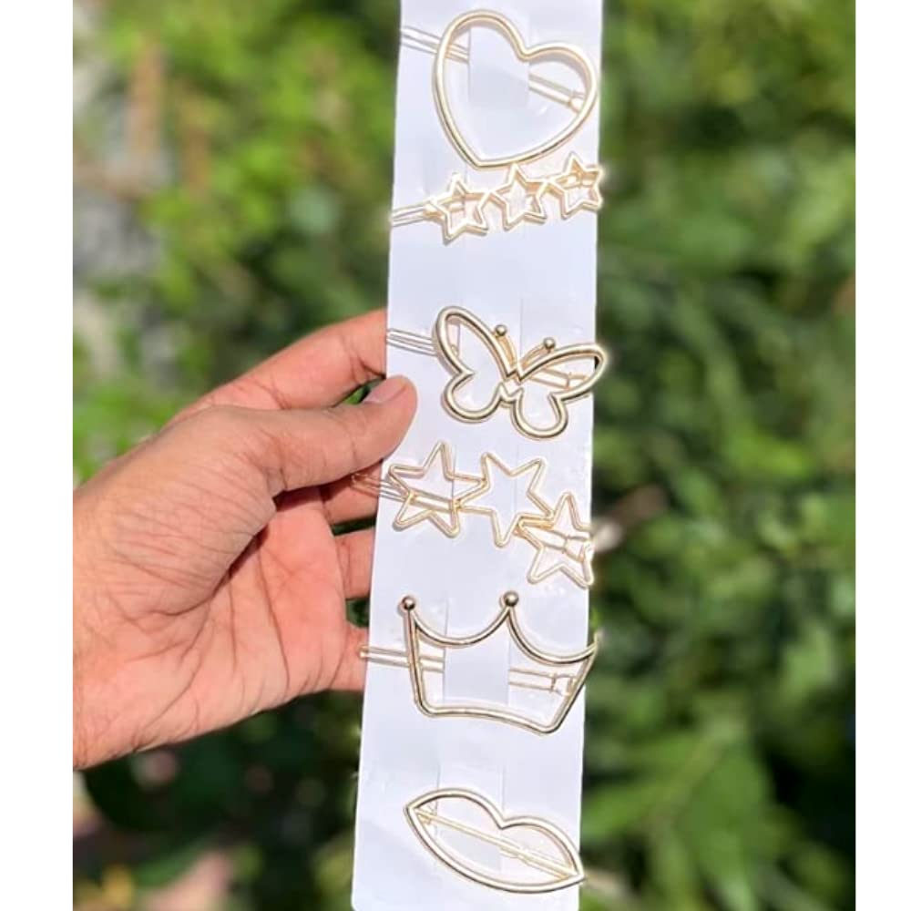 RSJ TRADERS 6 Pieces Minimalist Hair Clip Geometric Round Circle Metal Hairpin Minimalist Hollow Hair Stick Alloy Hair Slide Pins Hair Barrettes Hair Accessories for Women Girls Hair Clip