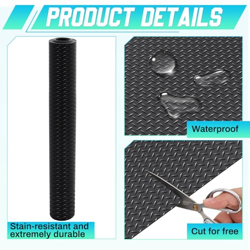 Image of Breling 24 in x 10 ft Rubber Diamond Plate Rolls Garage Floor Mat for Under Car, Heavy Duty Flooring Rug for Trailers Garage, PVC Water /Stain Outside Resistant Parking Rv Tool