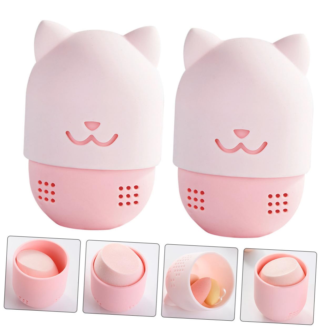 Beavorty 4piezas Caja De Almacenamiento De Esponjas De Maquillaje Estuche Compacto y Ligero para Proteger y Secar Esponjas De Maquillaje para Viajes y Uso Diario