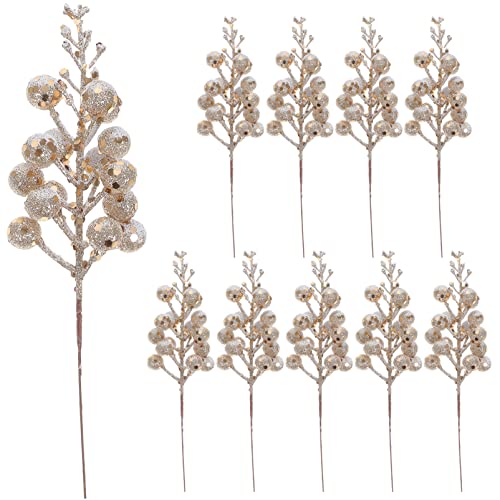 Toddmomy 10 Piezas de Tallos de Bayas de Brillo de Navidad Púas de Bayas de Navidad Ramas Púas de Navidad Artificiales para Adornos de Árbol de Navidad Manualidades de de Navidad Cover