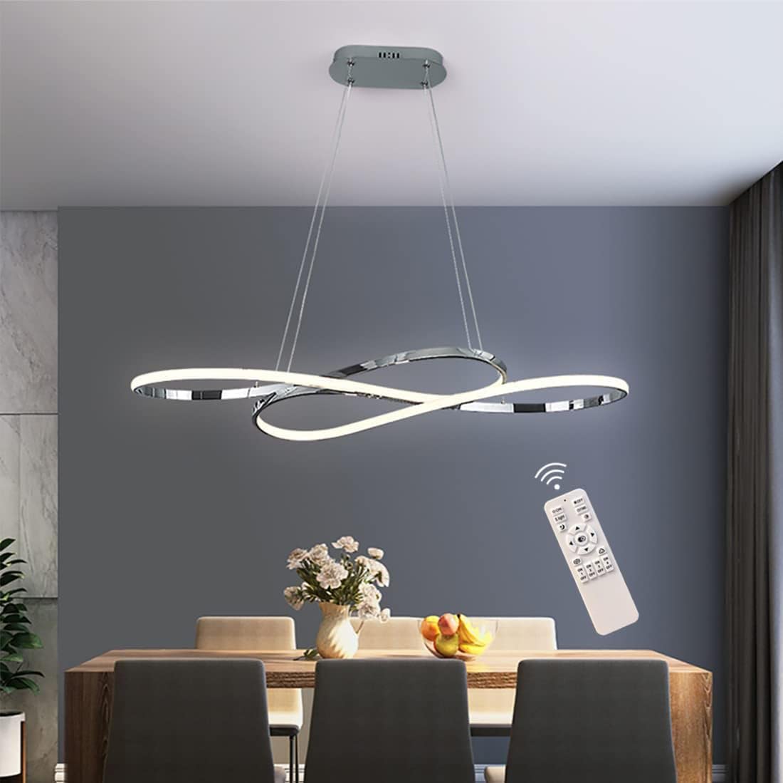 CSXSXAUO Modern Chandelier Dimmable LED Ceiling Pendant Light Fixture Restaurant Hanging Lamp with Remote Control,Height Adjustable Lights,Modern Creative Design Chandelier,for Kitc Star of