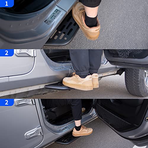 Szyang Fit 2018-2022 Jeep Wrangler Jl Side Steps Nerf Bar Front Door Running Boards 2/4 Door For 2018 2019 2020 2021 2022 Jeep Wrangler Accessories (Jeep Wrangler Jl, Front Door 2Pcs) #TOP2