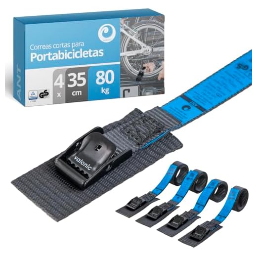 valonic Ant - 4X 35cm cinchas de Amarre Cortas, 19mm, 80 KG, Acolchadas, Certificado TÜV Rheinl. & GS, EN-12195-2 - Cierre de Abrazadera, Negro, Cinta para portabicicletas, portabicis, Bicicleta