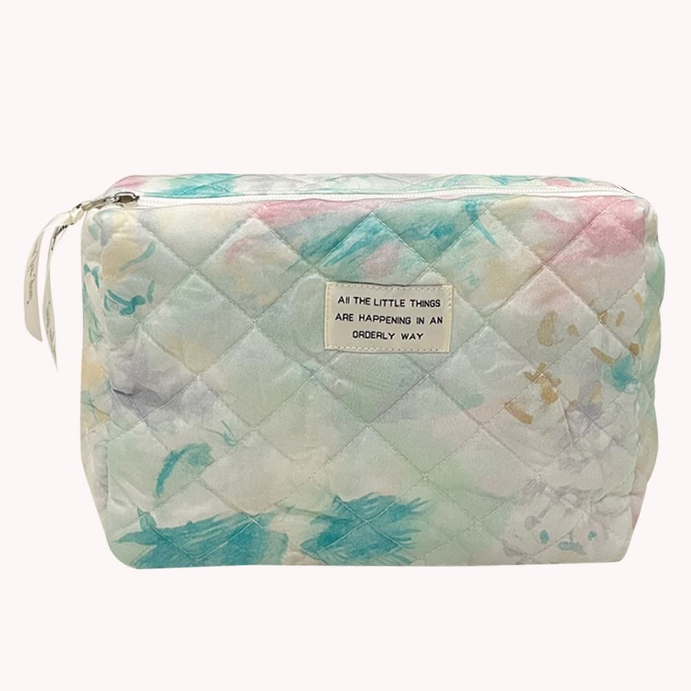 Borsa da Viaggio in Cotone con Tracolla, Porta pennelli da Trucco, Stampe Floreali, Trapuntata, graziosa insegna per Viaggi e casa