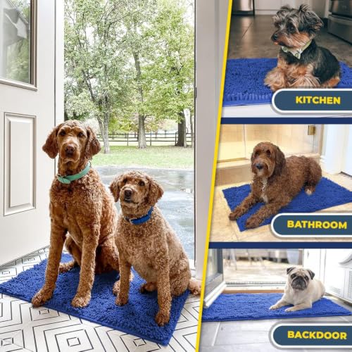 Image of Muddy Mat | Super Water Absorbent Door Mat Indoor, Microfiber Quick Dry Chenille Entryway Rug, Slip Resistant Front Door Mat, Indoor Mats for Entryway, Machine Washable Pet Rug, Periwinkle 3ft x 3ft