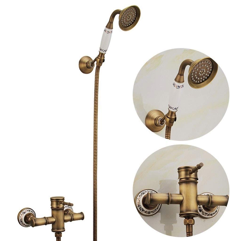 CWCQGH Retro Brass Bathtub Faucet Shower System Shower Faucet Shower Set Rainfall Shower Shower INKL Hand Shower