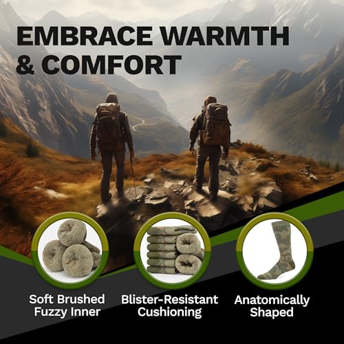 Image of Alvada Mens Merino Wool Crew Socks Thermal and Warm Socks for Winter Work Hiking Running 3 Pairs