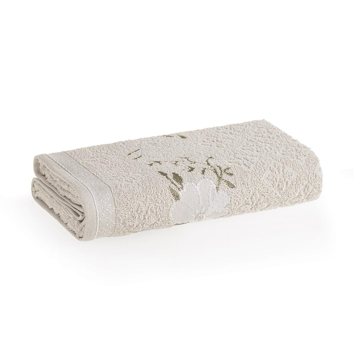 Toalha de Banho Karsten Yuna 100% Algodão - Barra Floral Brilho Grossa Macia Antipilling - 70 x 135 (Cinza 80209/30)