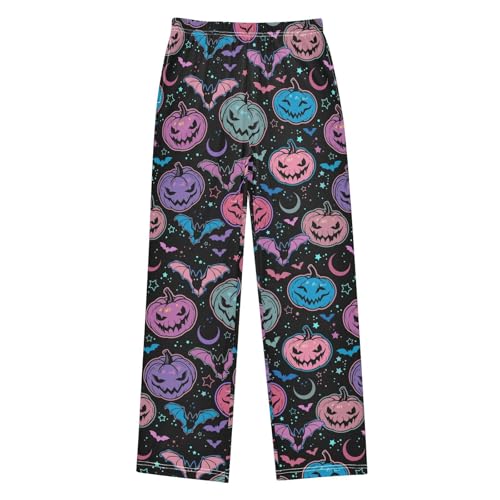 Galaxy Bat Evil Pumpkin Boys Long Pants Soft Trousers Elastic Waist Kids Lounge Bottoms with Pockets S-XL - Main Image