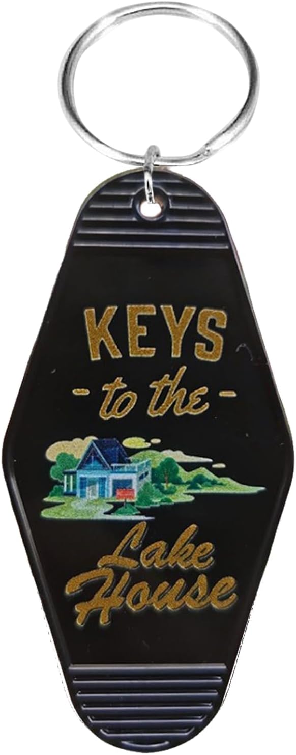 Keys to The Lake House Keychain – Retro Style Plastic Key Chain for Cabin, Lake Lovers, Housewarming Gift