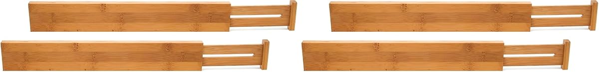 Separadores de cajones de cocina ajustables a medida de madera de bambú de Lipper International, juego de 2 (pack de 2)