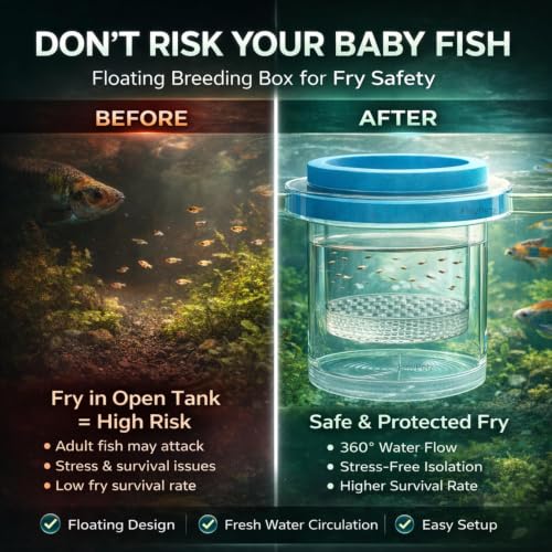 Image of Round Aquarium Fish Breeder & Isolation Box 11.5CM | Floating Acrylic Breeding Hatchery with Dual Chamber Fry Safety | Baby Fish Separator for Guppy, Betta, Molly Tanks