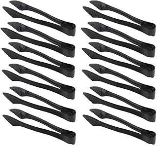 [12 Pack] Plastic Serving Tongs, 8.5 Inch Heavy Duty Disposable Utility Tongs (Black)