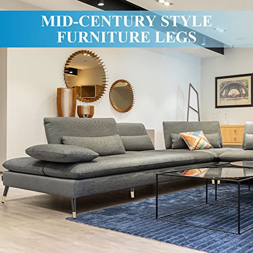 Xpanal 6 Inch Metal Furniture Legs Sofa Legs Set Of 4, Matte Black & Gold Mid Century Furniture Legs Oblique Conical Metal Legs For Sofa Tv Cabinet Couch Ottoman Home Diy Projects #TOP4