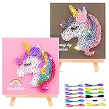 manualidades de unicornios con rollos de papel PRODUCTO INCLUIDO - El kit de arte de cuerdas de unicornio contiene todos los materiales necesarios: 300 * clavos de plástico, 2 * tablero de espuma, 2 * pegatinas de tablero, 2 * rosas de fieltro, 1 * cadena de luces LED, 1 * caballete pequeño y 1 * manual de instrucciones.