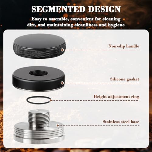 Image of Supvox Stainless Espresso Tamper 58mm 304 Stainless Coffee Distributor, Stylish Spiral Groove Pattern, Anti-Slip Diamond Texture Trim, Coffee Hand Leveler Tamper Espresso