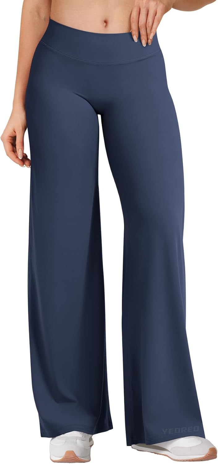 YEOREO Women's Low Rise Straight Leggings Bottoms Workout No Front Seam 31.5" Wide Leg VitaWeave Gym Yoga Pants