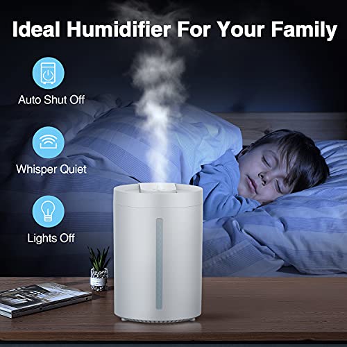 Mooka Cool Mist Humidifier, 2-In-1 Top Fill Humidifier For Bedroom Large Room Baby Home, 4L Essential Oil Diffuser, Quiet Ultrasonic Air Humidifier, Adjustable Mist Output, Auto Shut Off, Night Light #TOP3