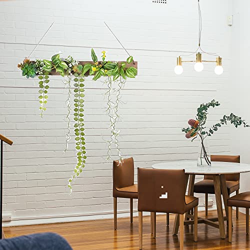 Linping Artificial Hanging Plants With Wood Board, Green Chain With Succulents, Indoor And Outdoor Home Garden Decoration Wall Decoration ，Easy To Clean And Fresh Colors, Best Gift (Succulent A) #TOP3