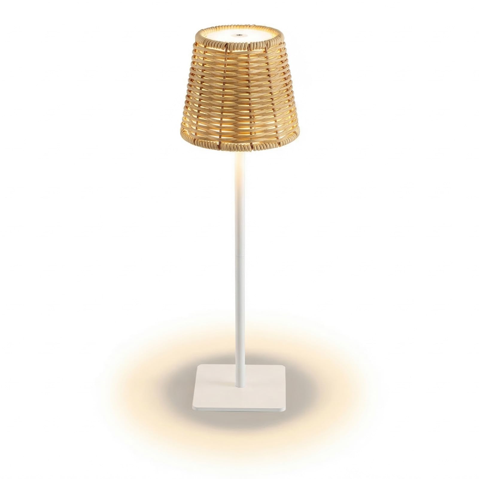 Lampada da Tavolo Boho Rattan Ricaricabile LED 120LM, Luce Notturna in Vimini con Controllo Tattile Dimmerabile, 3 Temperature Colore 3000K/4300K/6500K per Campeggio Home Ristorant