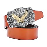. Cuenta con águila voladora grabada y hebilla arabesca, accesorios de moda para hombres y mujeres