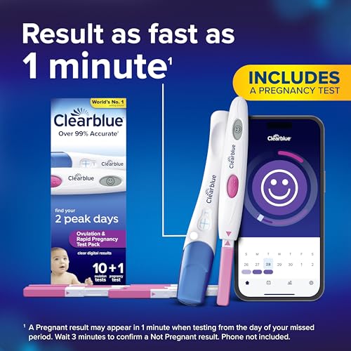 Clearblue Digital Ovulation and Pregnancy Test – Find Your 2 Peak Days, 10 Digital Ovulation Tests and 1 Rapid Detection Pregnancy Test, Try The Free Clearblue Period & Cycle Tracker App - Image 7