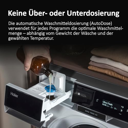 Haier X SERIE 11 Waschtrockner I 12kg Waschen, 7kg Trocknen I Höchste Energieeffizienz I 1.600 U/Min., extrem leiser Direct Motion Motor, Vollwasserschutz, UltraFresh, AutoDose I HWD120-BD16397EU1