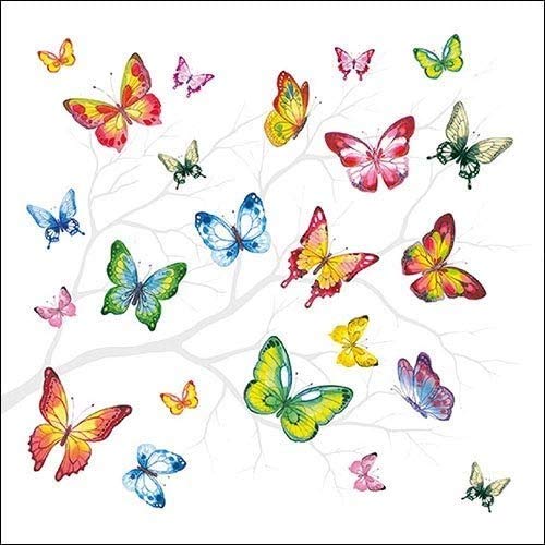 Ambiente3 Ply Paper Napkins Colourful Butterflies