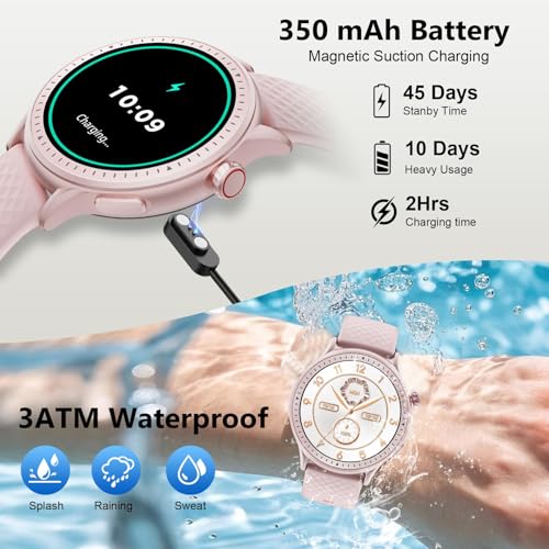 Image of Smart Watch for Men Women Answer /Make Call, 1.46'' AMOLED Ultra-Clear Screen Fitness Tracker with Heart Rate /Sleep /SpO2 Monitor, 3ATM Waterproof Smartwatch for iPhone /Samsung /Android, 110+ Sport, Pink